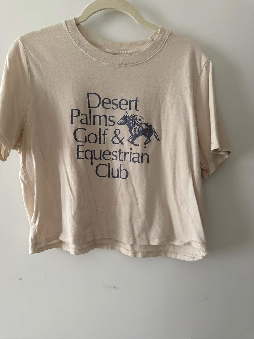 Abercrombie & Fitch Cream Graphic Crop Tee - Desert Palms Equestrian Print